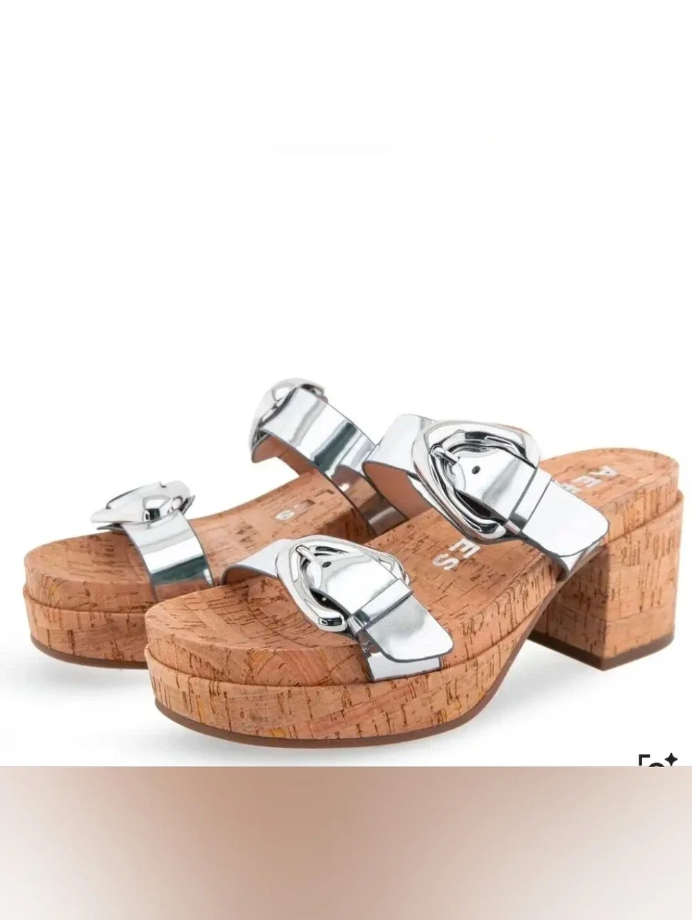 Aerosoles “Chance” Silver Mirror Metallic Platform Sandals – Women’s 9M – NIB